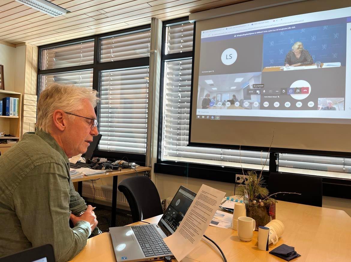 Erik Sletten på digitalt møte med helseministeren  - Klikk for stort bilde