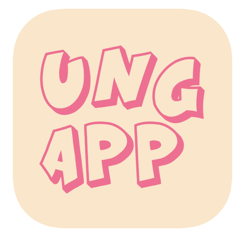 Teksten Ungapp i rosa med beige bakgrunn - Klikk for stort bilde