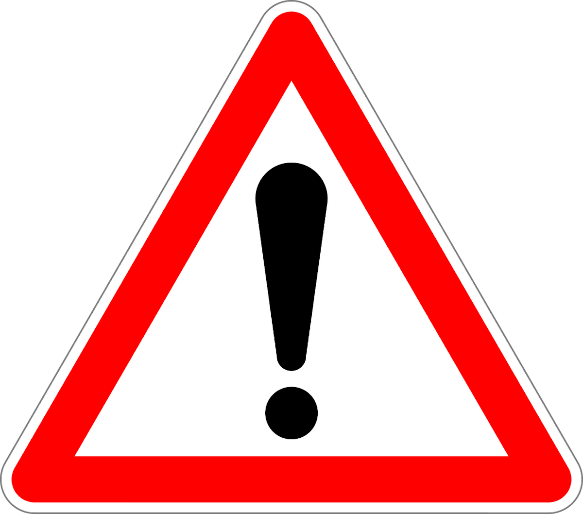 Trafikkskilt med utropstegn - Klikk for stort bilde